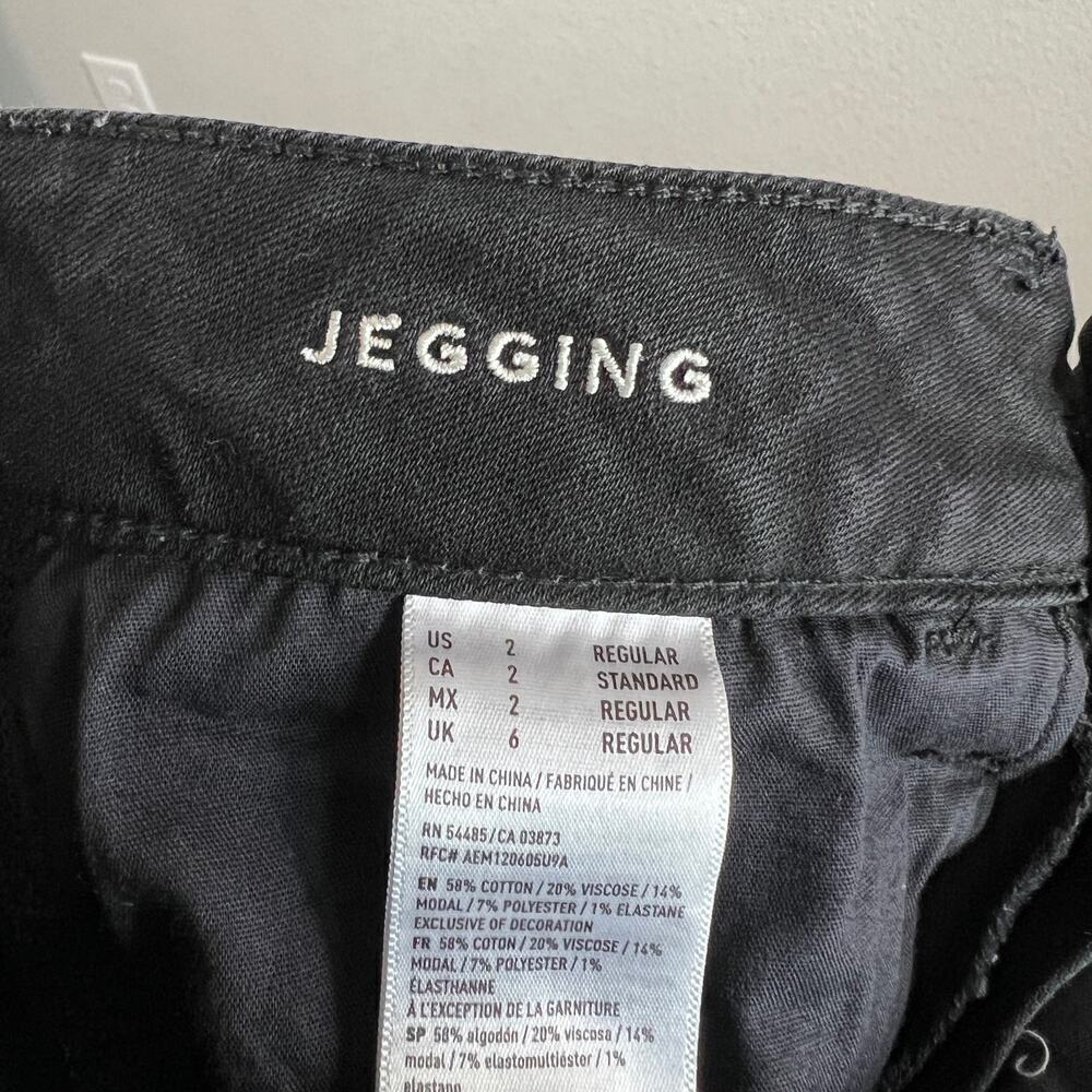 American Eagle Jegging Women's 2 Reg Black Skinny Low Rise AEO Denim X Stretch - Picture 6 of 7